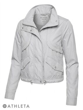 Athleta Journey Crop Jacket Medium M Gray Full Zip Lightweight Windbreaker Rain